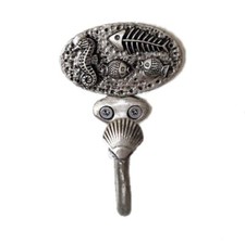 Fish Seahorse Coastal Beach Theme Wall Mount Metal Hook Coat Key Hanger Made USA