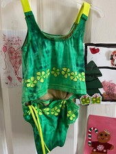 Speedo Girls Swimsuit - 2-Piece - Multi Green / Electric Yellow - Size 6X - GUC