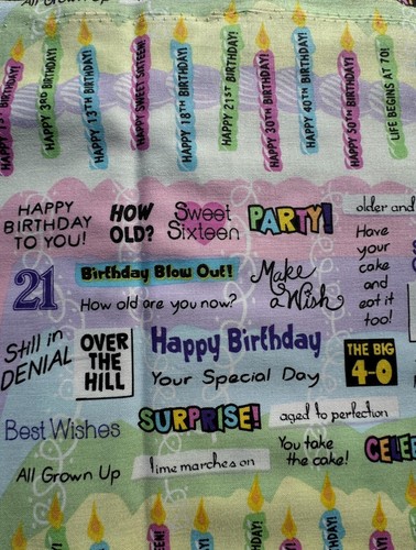 Happy Birthday Birthday Candle Retired Fabric 1 Yard 100% Cotton Free Ship UNT - Picture 17 of 17