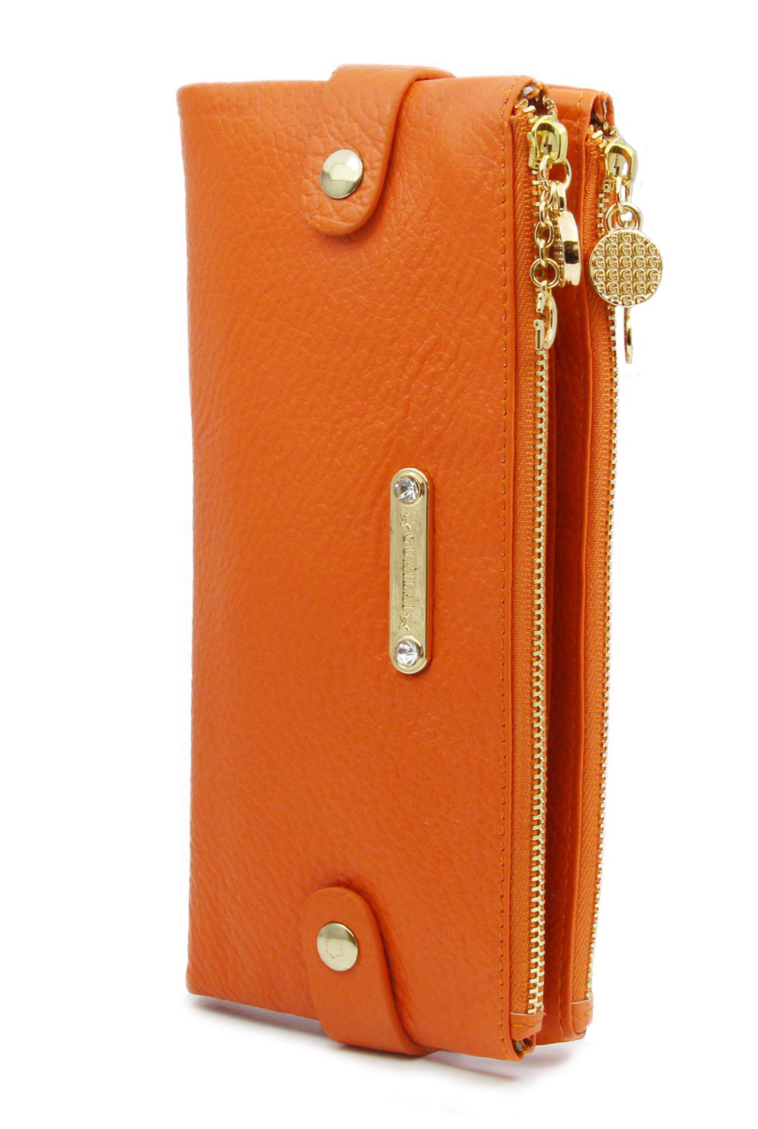 Soft Genuine Leather Double Zip Ladies Womens Wallet iPhone Purse Orange eBay