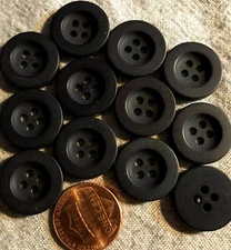 12 Concave Center Black Matte PLASTIC Sew-through Buttons 11/16" 18mm # 4819