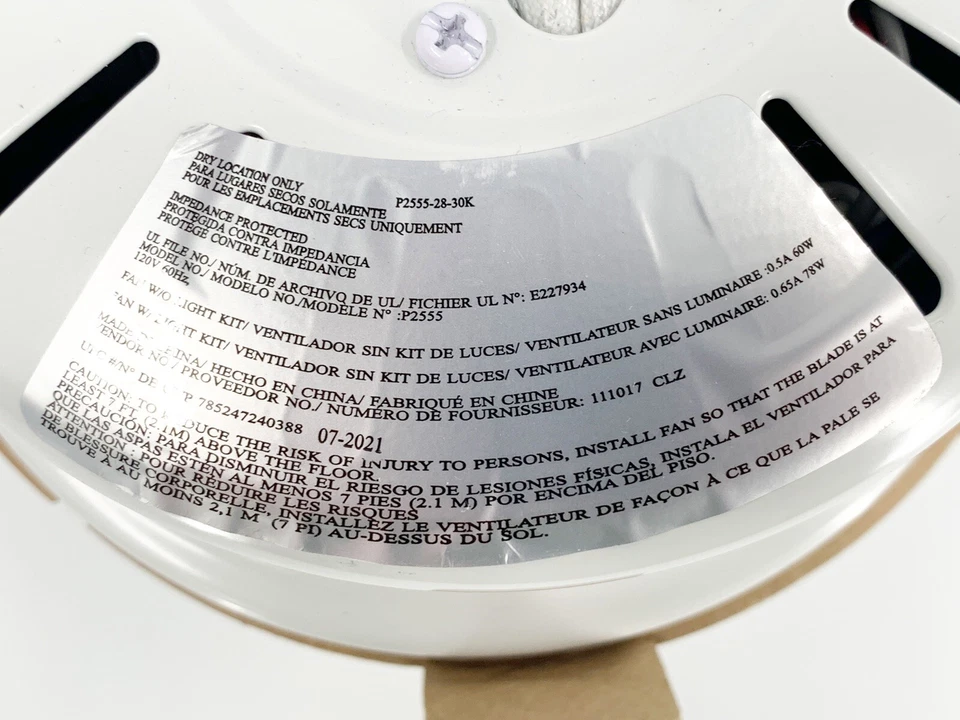 Progress Lighting Trevina II REPLACEMENT Ceiling Fan MOTOR ONLY - Image 3 of 3