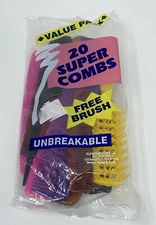Vintage NOS Superior Comb Brush Unbreakable Multi-Pack Hair Styler 20 Pack - USA
