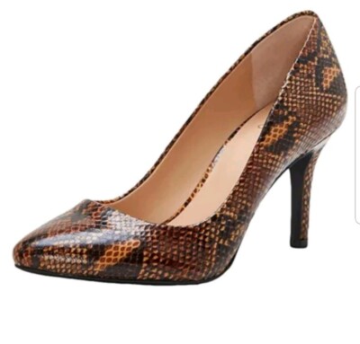 INC Womens Brown Snakeskin Zitah Pointed Toe Stiletto Slip On Pumps M 