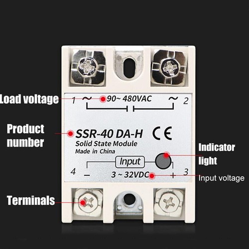 Single Phase Solid State Relay DC-AC SSR-25DA/40/60/80/100DA-H DC3-32V AC90-480V - Picture 5 of 16