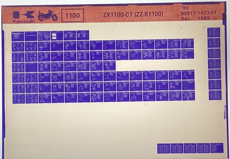 KAWASAKI genuine parts microfiche ZX1100C1 1990 ZZR1100 | eBay