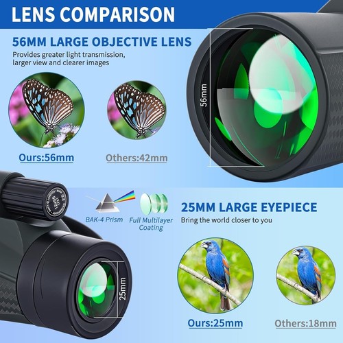 12x56 Monocular with Night Vision, Tripod, and Smartphone Adapter - Picture 7 of 11