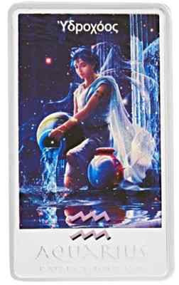 Aquarius Zodiac Series Art by Kagaya 1 oz Proof Silver Coin - 2012