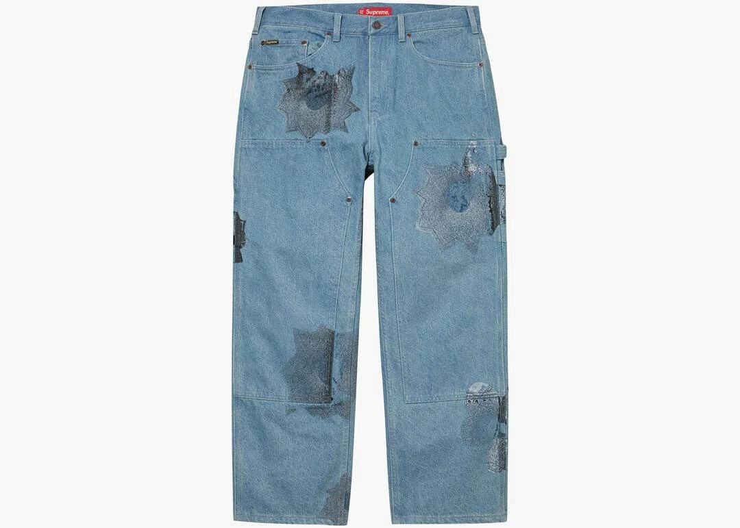Pantalon de peintre double genou Supreme Nate Lowman printemps été 2022 denim taille 34