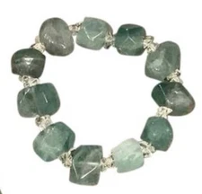 SEA FOAM GREEN & CLEAR QUARTZ CHUNK BRACELET