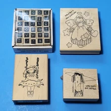 Rubber Stamps Lot of 4 Swingin Sally Where Love is Age Happens 30 Alphabet Set