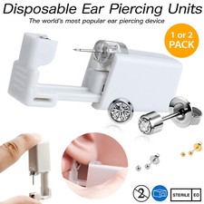 Disposable Ear Piercing Units - Silver Gold CZ Stud Earring Gun Kit DIY Home UK