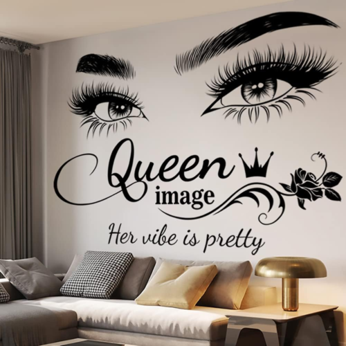 Queen Eyelash Stickers for Wall,Beauty Eyelash Wall Sticker Removable Vinyl Quee - Picture 1 of 7