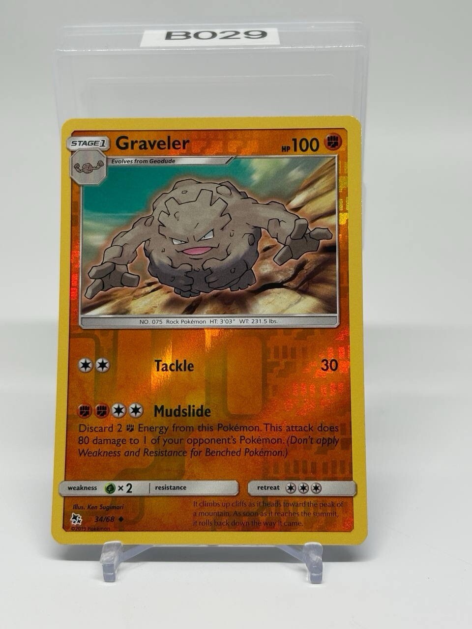 Pokemon Hidden Fates Graveler Reverse Holo 34/68 Card MINT/NM