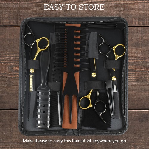 12PCS Hair Cutting Scissors Set Barber Haircut Kit for Salon Home & Pets - Picture 7 of 7