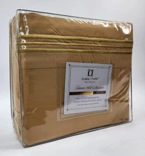 Clara Clark Premier 1800 Collection Deluxe Deep Pocket Sheet Set, Queen Camel