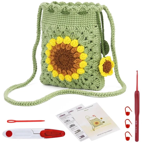 Kit de ganchillo bolsa de teléfono girasol hágalo usted mismo kit de inicio de ganchillo artesanal para adultos Reino Unido - Imagen 1 de 15