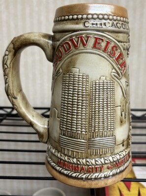 1981 Budweiser Chicagoland Beer Stein - Water Tower - Wrigley Bldg - Marina City