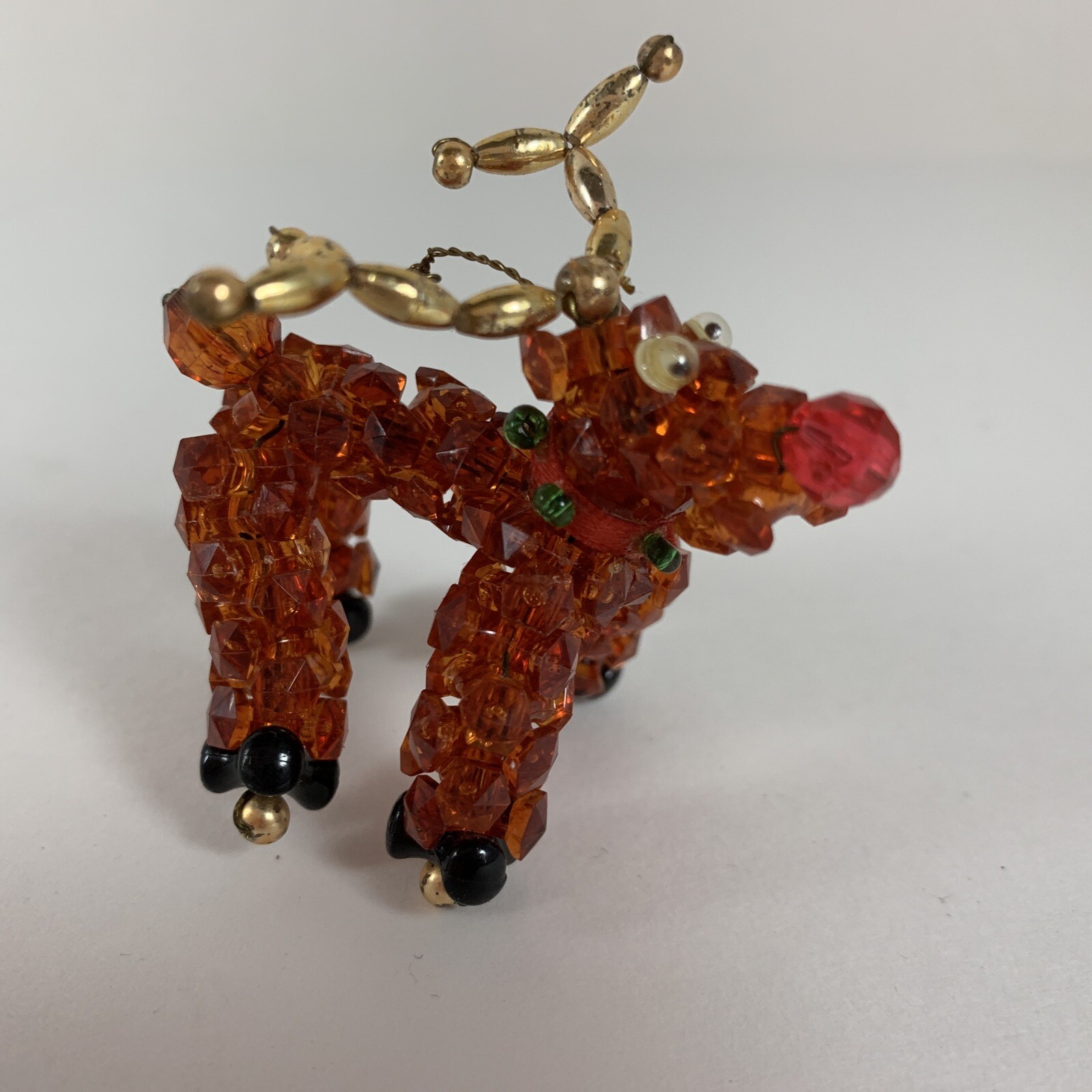 Lot of 2 Handmade Beaded Reindeer Christmas Ornaments Vintage eBay