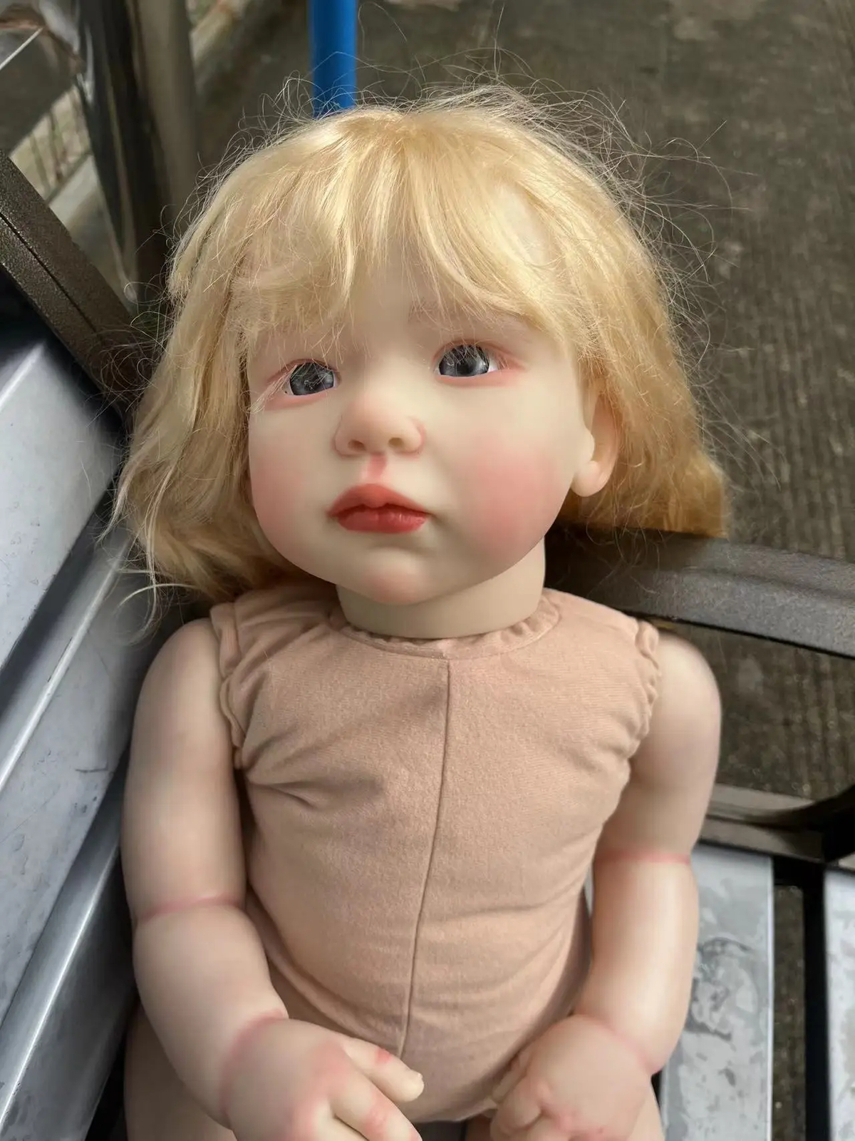 28in Reborn Baby Doll Artist Painted With Long Blond Hair Toddler Girl