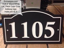 Arched Address Number Sign/Plaque Black/White 1/4" King ColorCore Engraved
