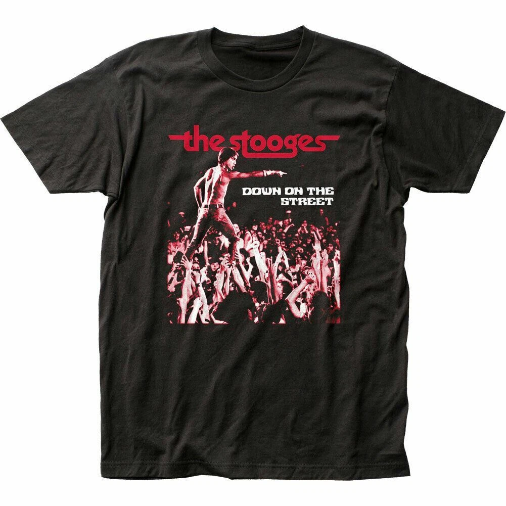 Iggy Pop Down On The Street T Shirt Mens Rock Roll Band Stooges Black