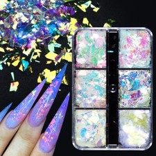 6Grids Nail Art Sequins Irregular Colorful Glitter Mermaid Nail Flake Decoration