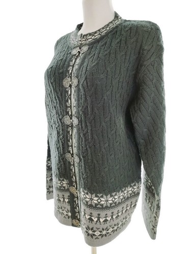 Christiania Sweaters T. M Verde Cardigan lungo abbottonato Lana d'agnello Manic - Foto 2 di 5