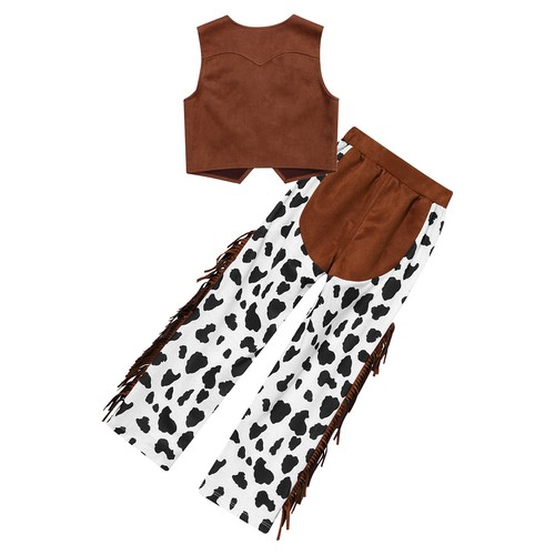 Kids Cowgirl Cowboy Jacket And Pants Workout Boy's Waistcoat With Pants Cosplay - Picture 9 of 29