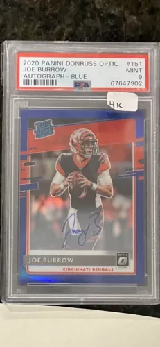 2020 panini donruss optic joe burrow Blue Auto 