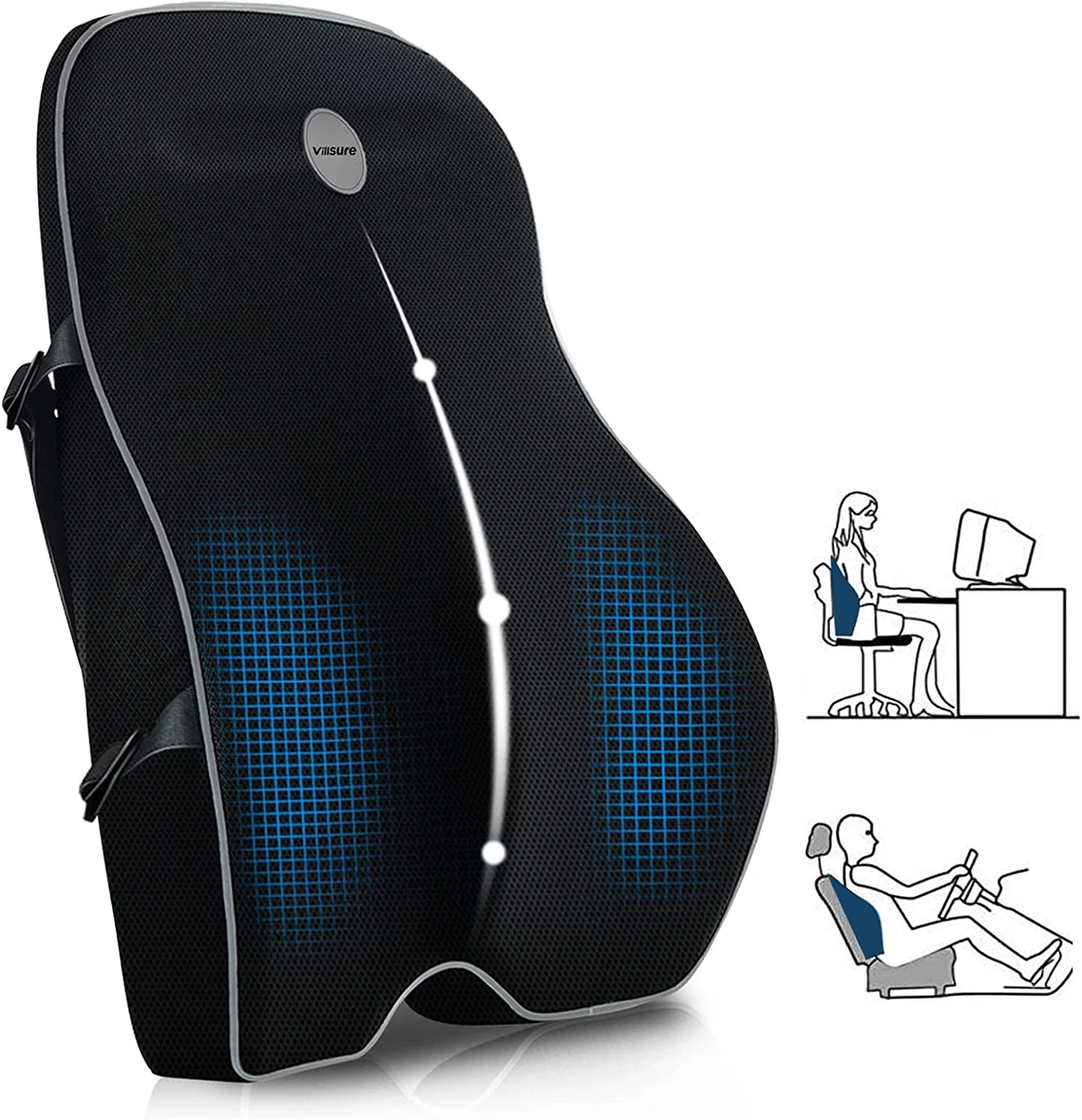 Memory Foam Seat Cushion Lumbar Back Support Pillow For Office