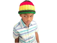Kids Stripe Beanie Rasta Jamaican Hat Boys Girls Boy Skull Tam winter and summer