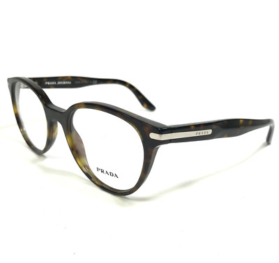 PRADA Eyeglasses Frames VPR 07T 2AU-1O1 Brown Tortoise Round Full Rim 50-19-140