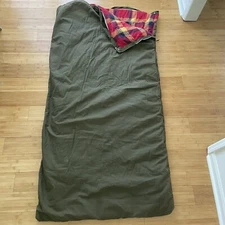 Vintage Sun Tent Luebbert Sleeping Bag Insulated Plaid Lined Green