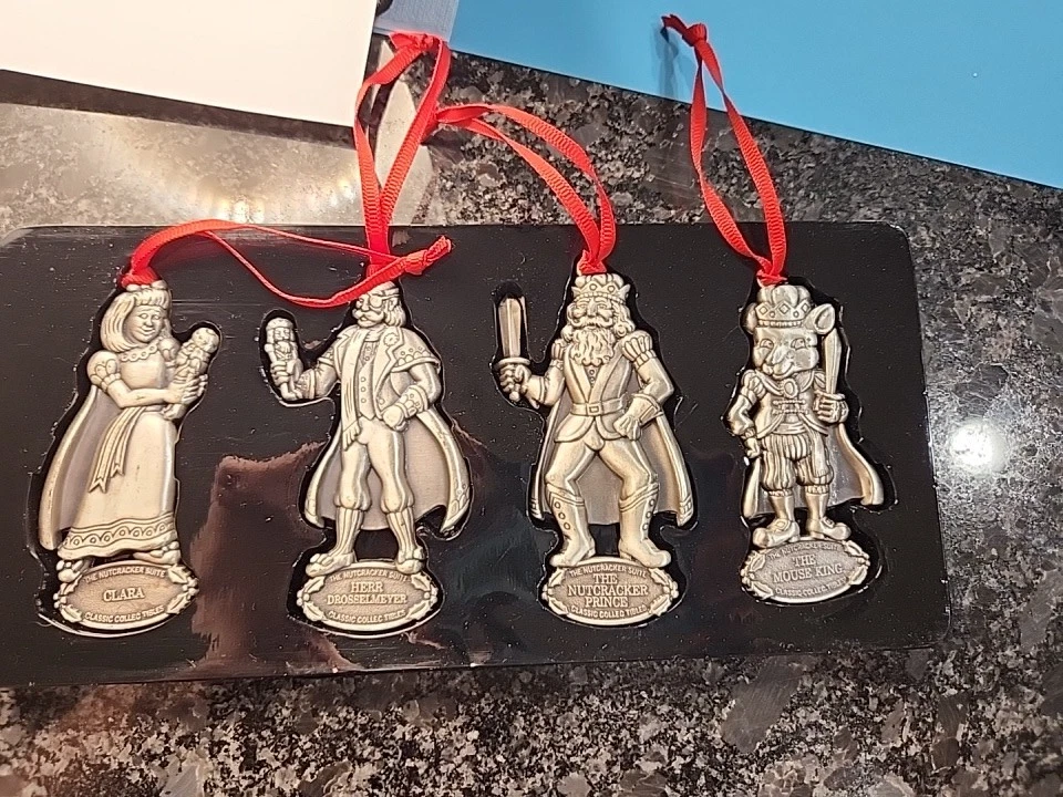 The Nutcracker Suite Classic Collectibles Set of 4 Pewter Ornaments in Box