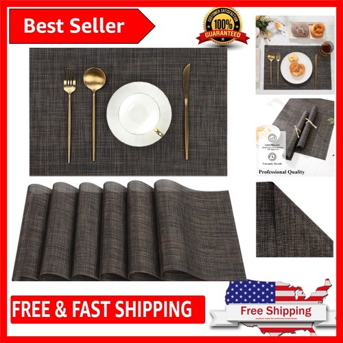 Stylish Placemat Set of 6 - Woven Vinyl, Heat-Resistant & Indoor/Outdoor Use