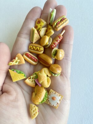 #ad #ad 20 Pcs Set 1:12 clay Handmade miniature Dollhouse food meal burger taco hotdog $13.99