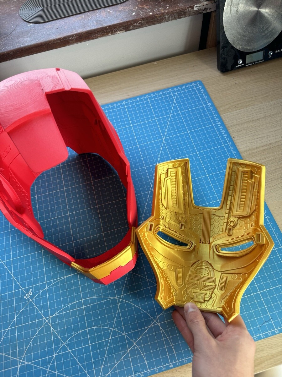 Iron Man Helmet Raw 3d Printed - With Magnetic Back - Red and Gold - With  Stand | eBay