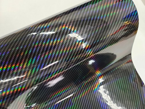Película adhesiva láser holográfico negro fibra de carbono brillante láser de vinilo para automóvil - Imagen 4 de 19