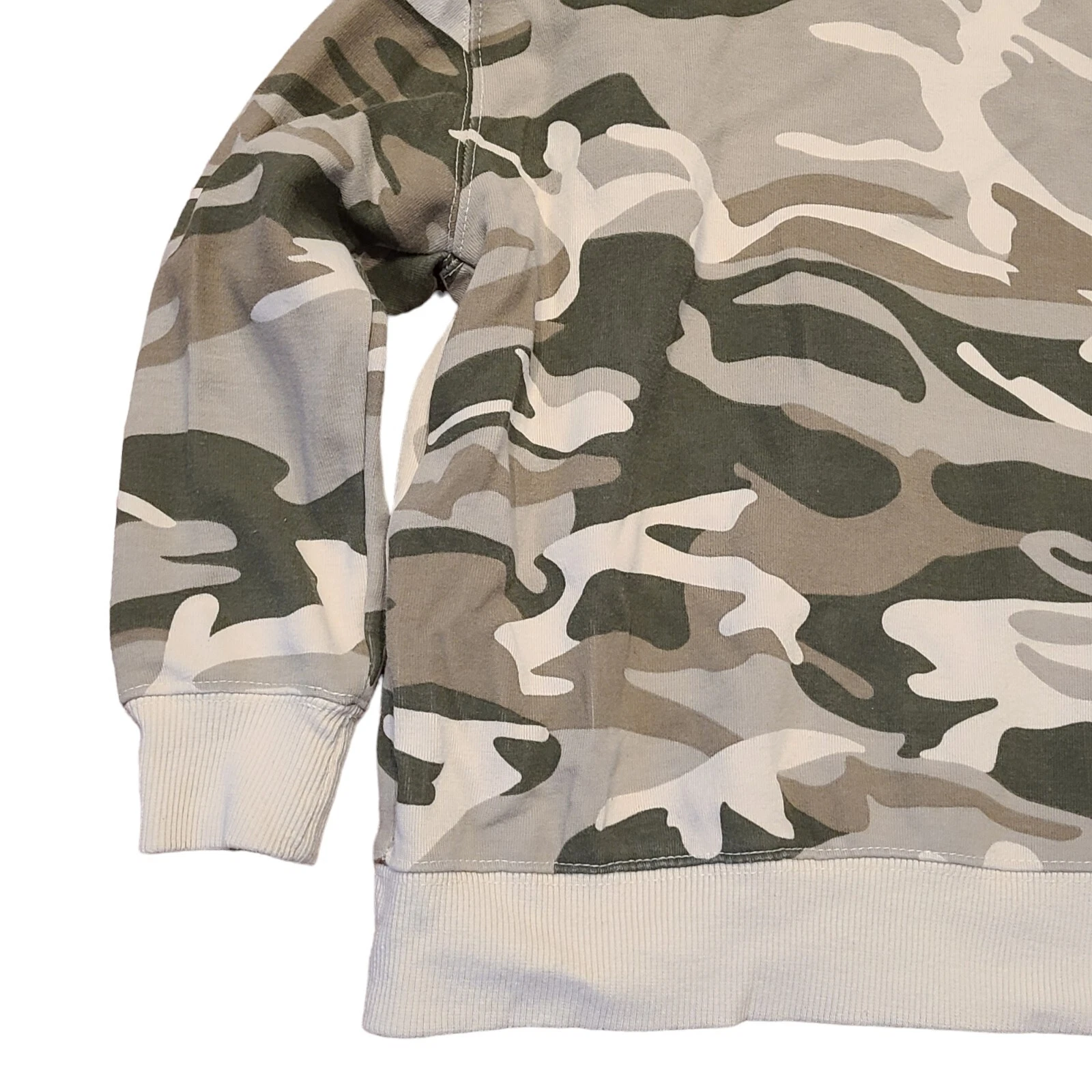 OFF WHITE Felpa con cappuccio e zip intera mimetica Zara bambino taglia 7 (122 cm) beige grigia