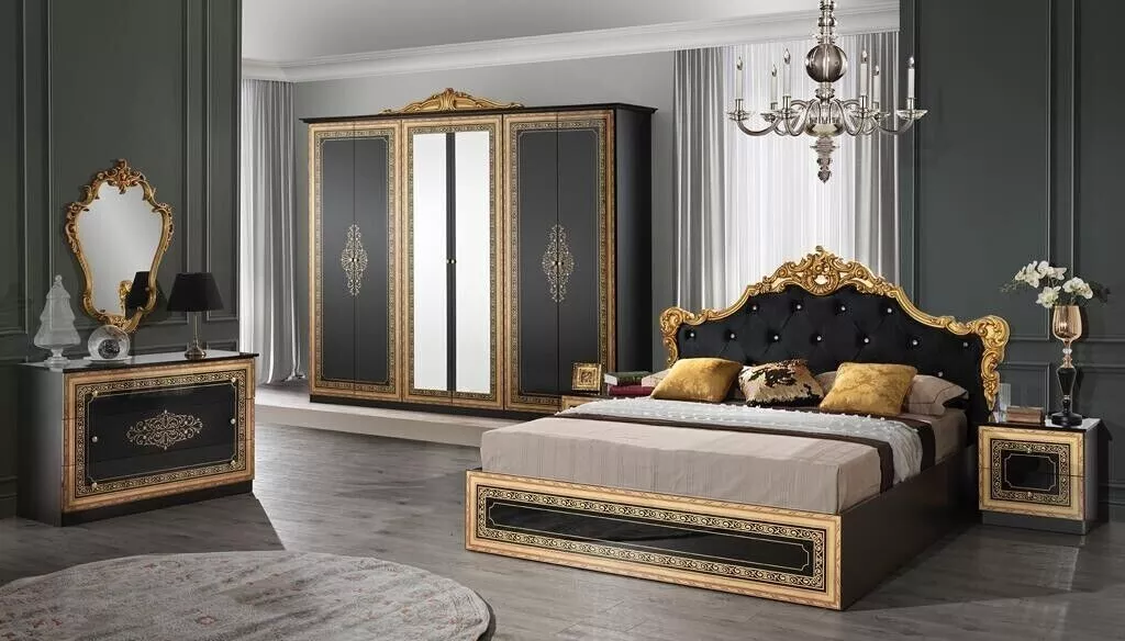 Luxury Anette Italian High Gloss Bedroom Set with 6 Doors Wardrobe