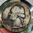 silver Washington quarter 1964d  type B reverse ES space & leaf on A
