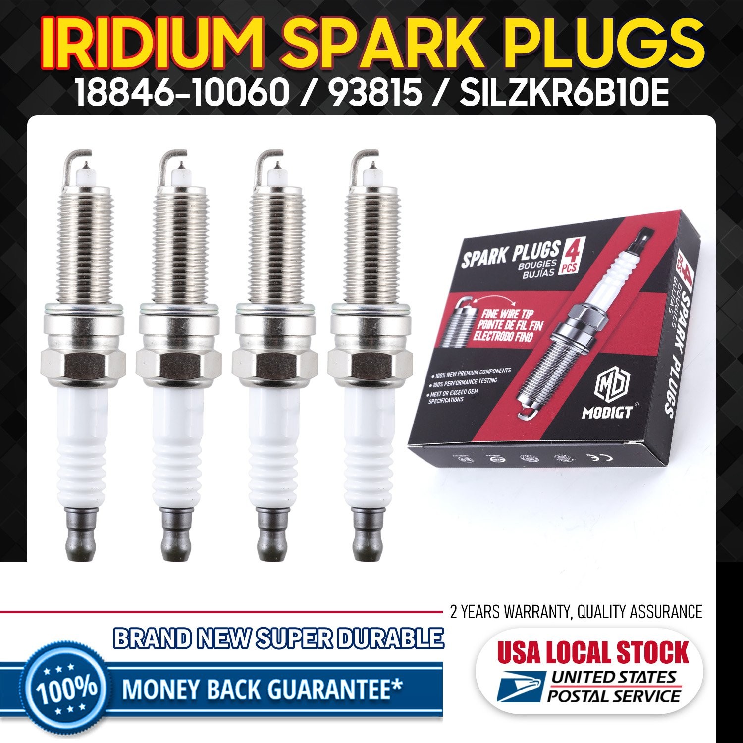 OEM QUALITY Laser Iridium Spark Plugs For NGK 18846-10060/93815 For Kia Rio Soul