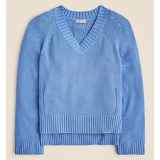 J.Crew Heritage cotton V-neck sweater thick ribbed trim, size large, CJ906