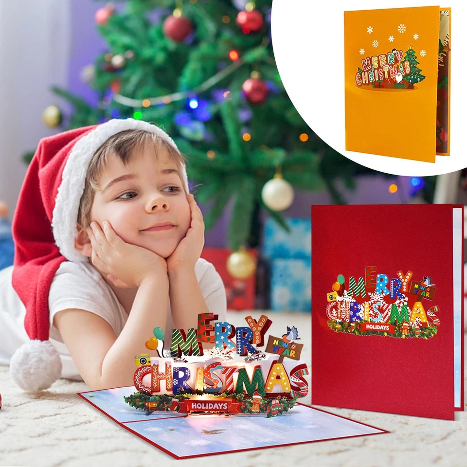 Tarjeta de Navidad emergente 3D luces y música | Tarjetas de felicitación emergentes hechas a mano regalo Foto 3 de 4