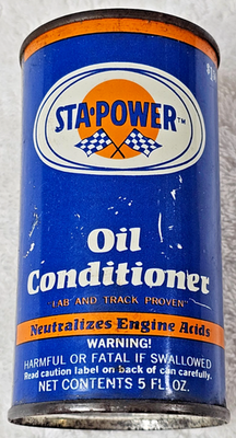 #ad VTG Sta Power Oil Conditioner Can 5 oz Full Metal Motor Add 1960s Racing $18.88