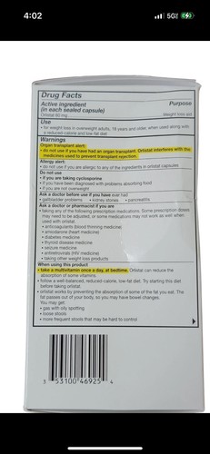 alli Orlistat 60mg Weight Loss Supplement Pills Refill Pack 120 Count  - Picture 4 of 4