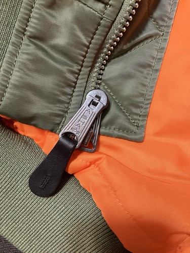 Alpha Industries MA-1 BOMBER JACKET SLIM FIT Reversible Green Orange Small - Picture 5 of 12