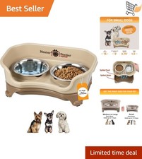 Small Dog Food Bowl Set Elevated No Spill Stainless Steel Feeding Station