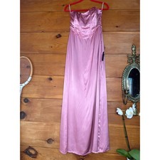 NWT Lulus Extraordinary Presence Pink Satin Strapless Maxi Dress Bridesmaid Sz M